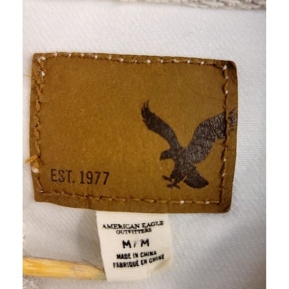 American Eagle Outfitters Womens White Gray Hooded Denim Jacket M (Callout) - Picture 4 of 12